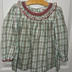 Slicked long sleeve plaid blouse